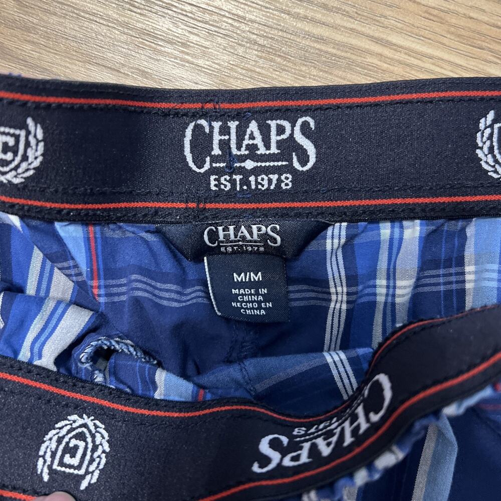 Chaps Men’s Blue Plaid Sleepwear Elastic Waist Drawstring Size Medium (A24) - Picture 5 of 6